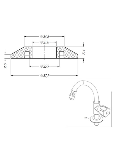 742-S - CANOPLA CROMADA ½” S/ REBAIXO
