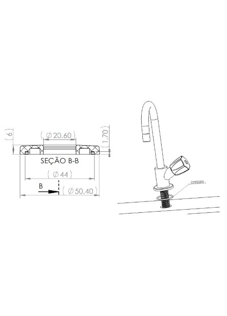 744-G - CANOPLA SLIM ABS CROMADA COM GUARNIÇÃO