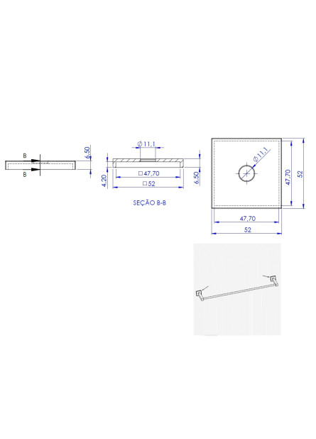 746 - CANOPLA ACESSÓRIO QUADRADO CROMADA