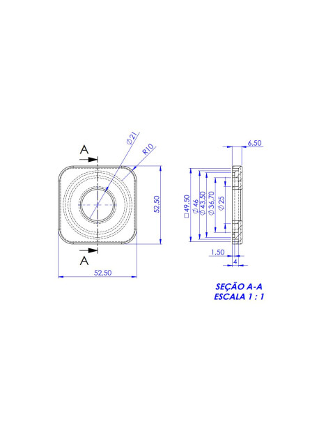 749 - CANOPLA QUADRADA CANTOS REDONDOS SLIM ABS CROMADA
