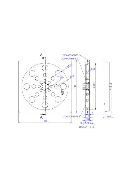 7502-BR - GRELHA QD 150X150 BR ABS ABRE E FECHA