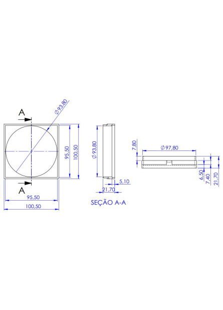 8500-BR - PORTA GRELHA QUADRADA 100X100 BRANCA ABS 