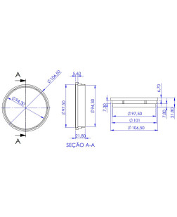 8501-CR - PORTA GRELHA REDONDA 100X100 CROMADA ABS