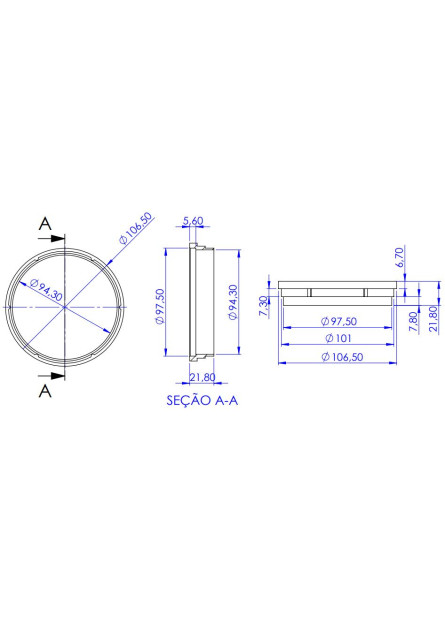 8501-CR - PORTA GRELHA REDONDA 100X100 CROMADA ABS