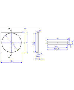 8502-PR - PORTA GRELHA QUADRADA 150X150 PRETA ABS