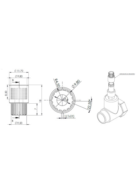 871 - PROLONGADOR DE PISTÃO ESTRIA DECA BRANCO