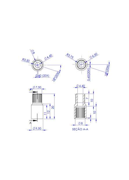 875 - PROLONGADOR DE PISTÃO ESTRIA DOCOL BRANCO
