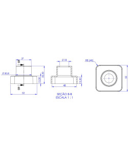 888 - CANOPLA 3/4 P/ REG. 1416 QUADRADA CANTOS ARREDONDADOS