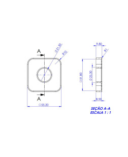 889 - CANOPLA ABS CROMADA QUADRADA CANTOS REDONDOS