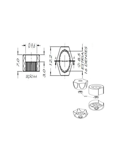 971 - BUCHA POLIACETAL ESTRIADA