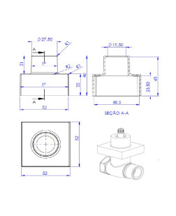 990 - CANOPLA ABS MAIOR QUADRADA P/REG 1416