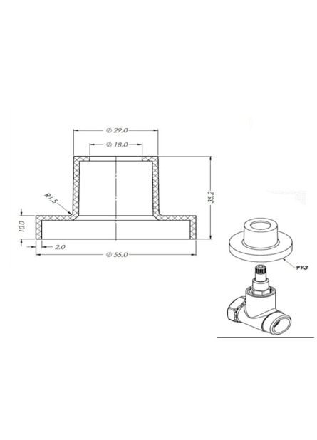 993 - CANOPLA ¾” ABS CROM. LINHA LUXO