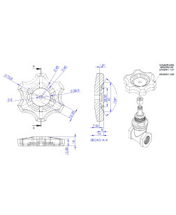 1509 - VOLANTE AZUL PARA REGISTRO DE GAVETA 1 1/2
